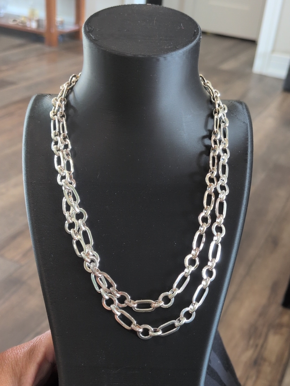 Silver Surgical Double Strand Chain Necklace - Silver